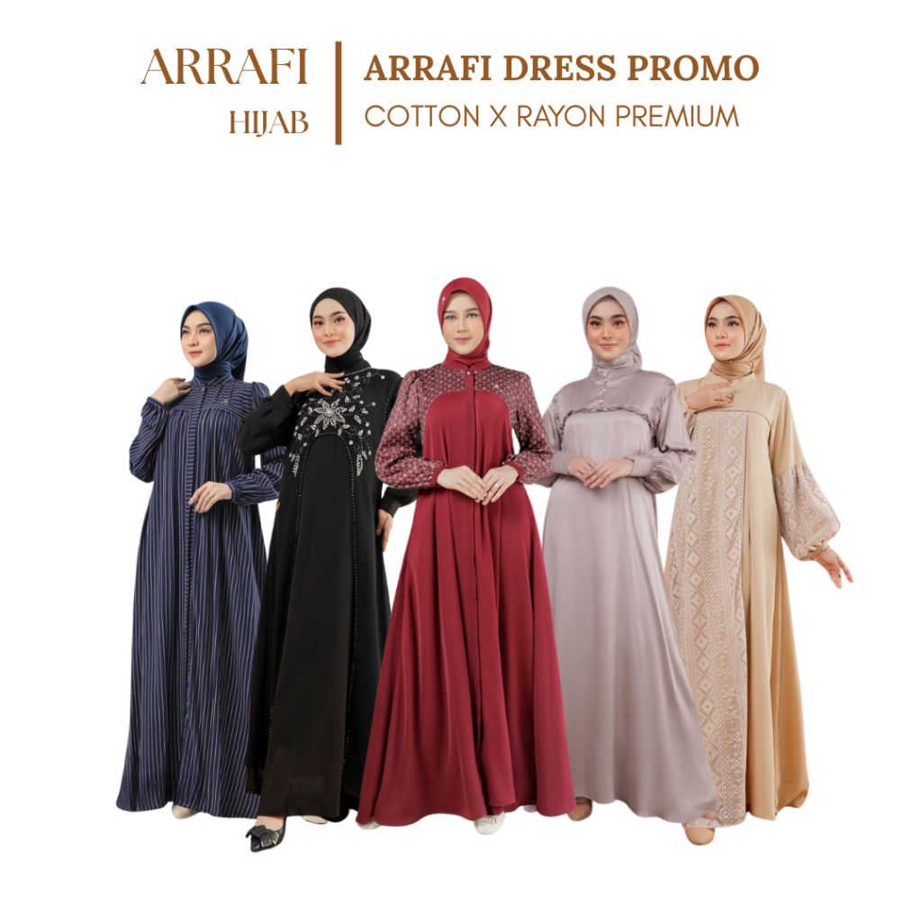 Ready Stok Gamis Termurah Promo Gamis Kekinian Mewah Desain Elegan Ootd Pesta Viral Dress Arrafi