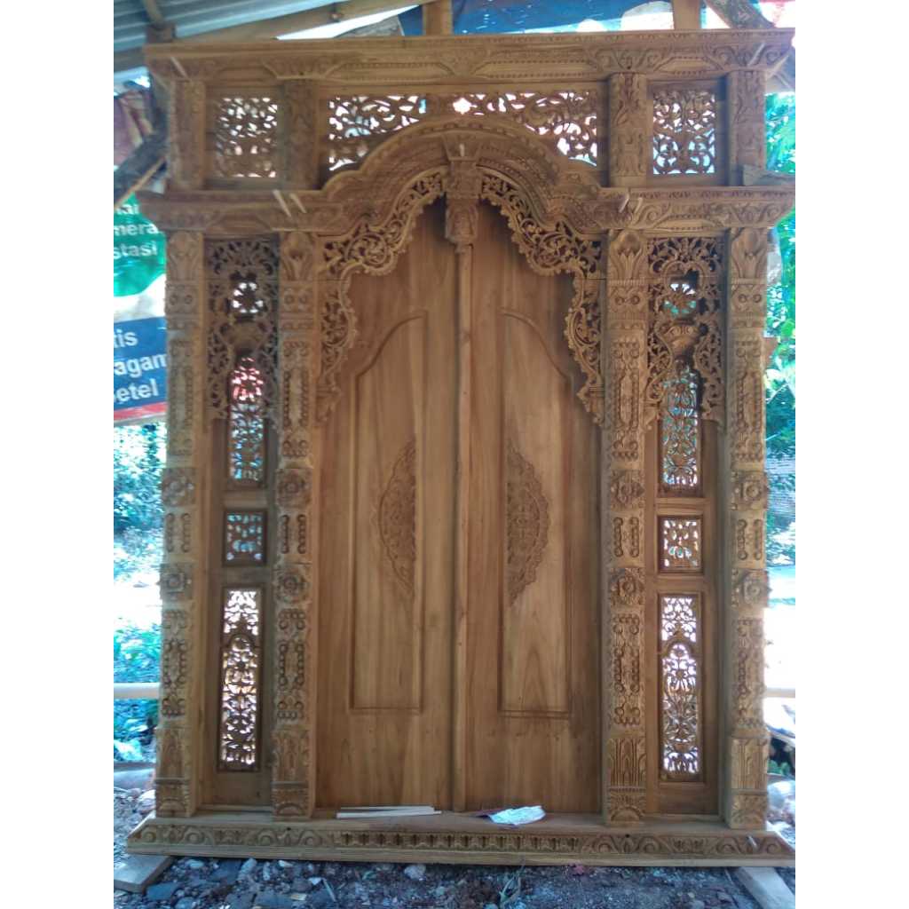 pintu rumah gebyok ukir jati jepara ukuran 2 meter