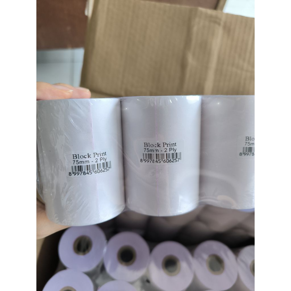 

Kertas kasir HVS 75mm rangkap 2NCR/Kertas Struk 75mm / Kertas Thermal HVS rangkap 2 NCR