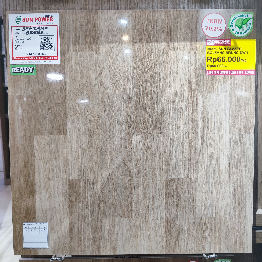 Keramik Lantai Halus 50x50 Sunpower Sun Glazed Bolzano Bruno  - Keramik Nat Cutting Jepara