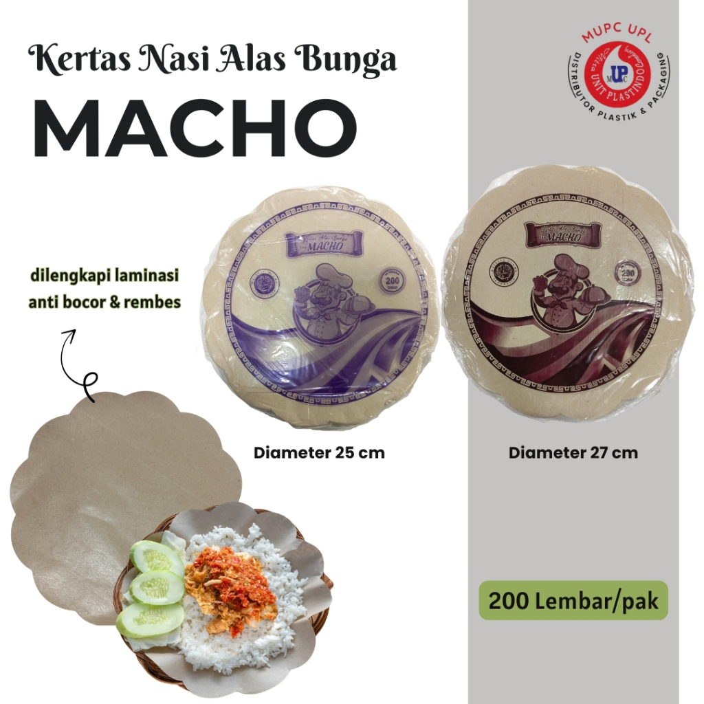 Kertas Nasi Bunga Bulat Macho / Kertas Nasi Alas Piring Rotan Bunga Bulat isi 200 lembar