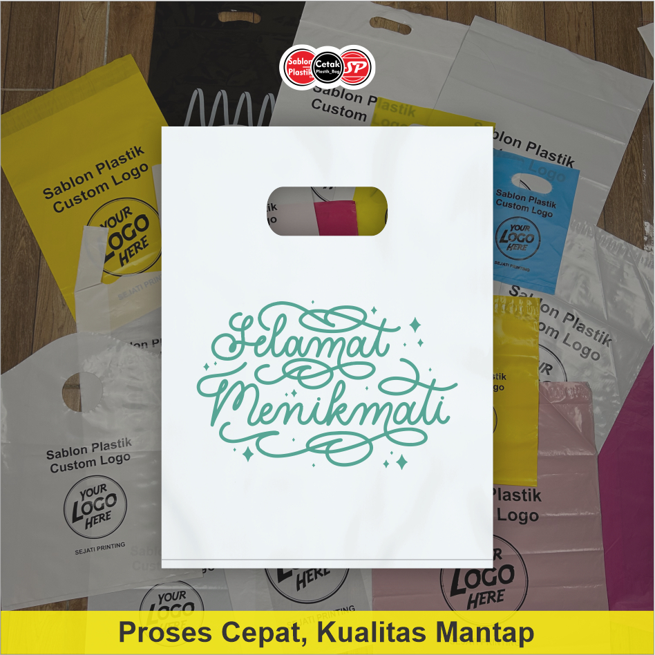 

(Isi 50Pcs Size 20 x 30) Kantong Plastik Motif Selamat Menikmati , Plastik Hidangan , Hajatan , Syukuran , Makanan