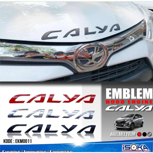 Stiker Emblem Kap Mesin Calya Chrome Hitam Merah Carbon