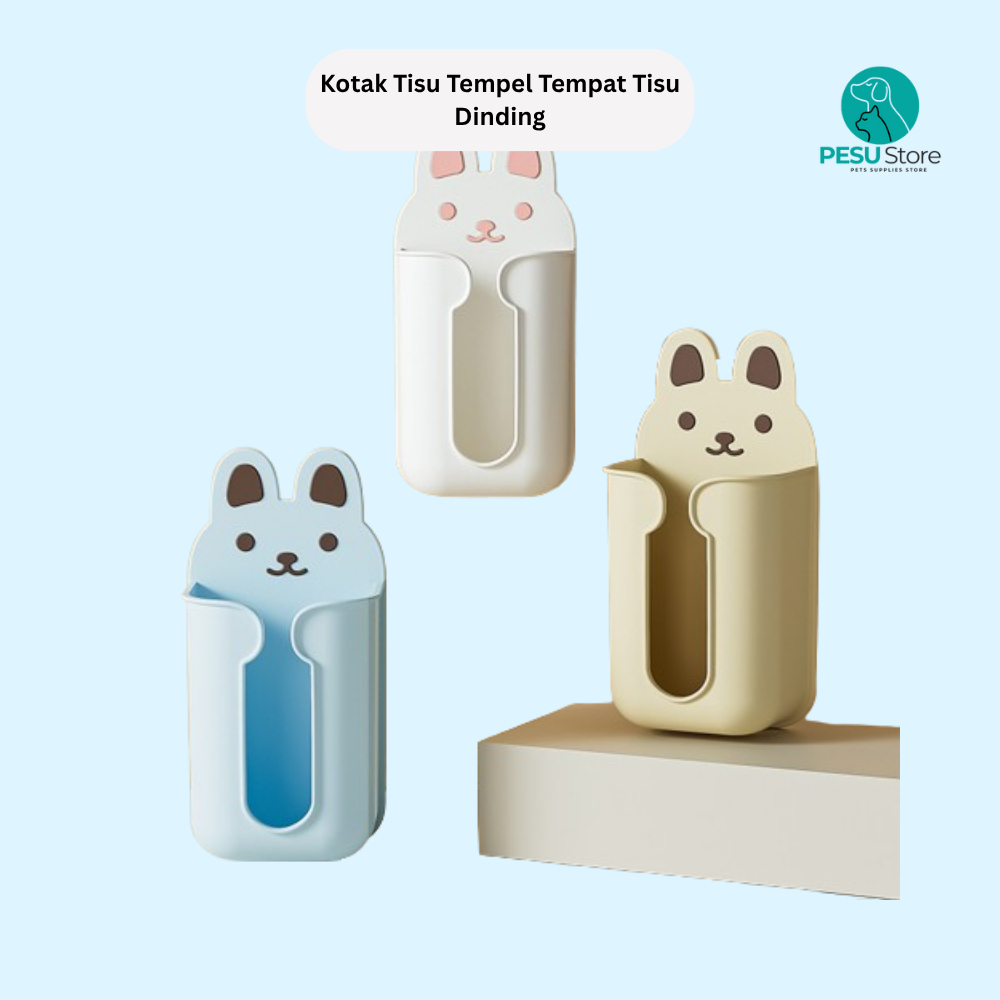 Kotak Tisu Tempel Dinding Lucu | Tempat Tisu Karakter Kelinci | Tissue Box Dapur Kamar Mandi