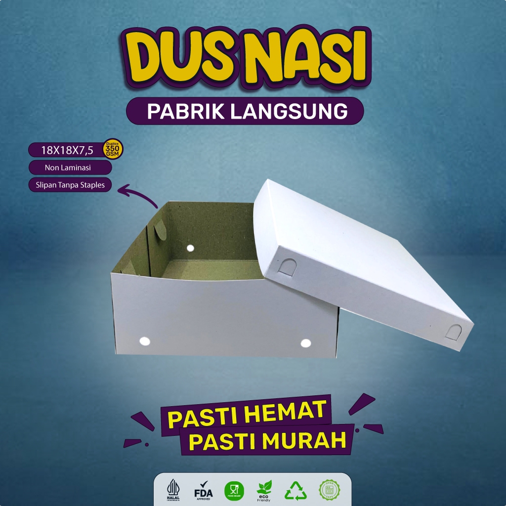 Box Nasi Dus Nasi 18x18 Dus Nasi Tebal 350 Gsm (BB4D7-18X18X7.5 Cm)