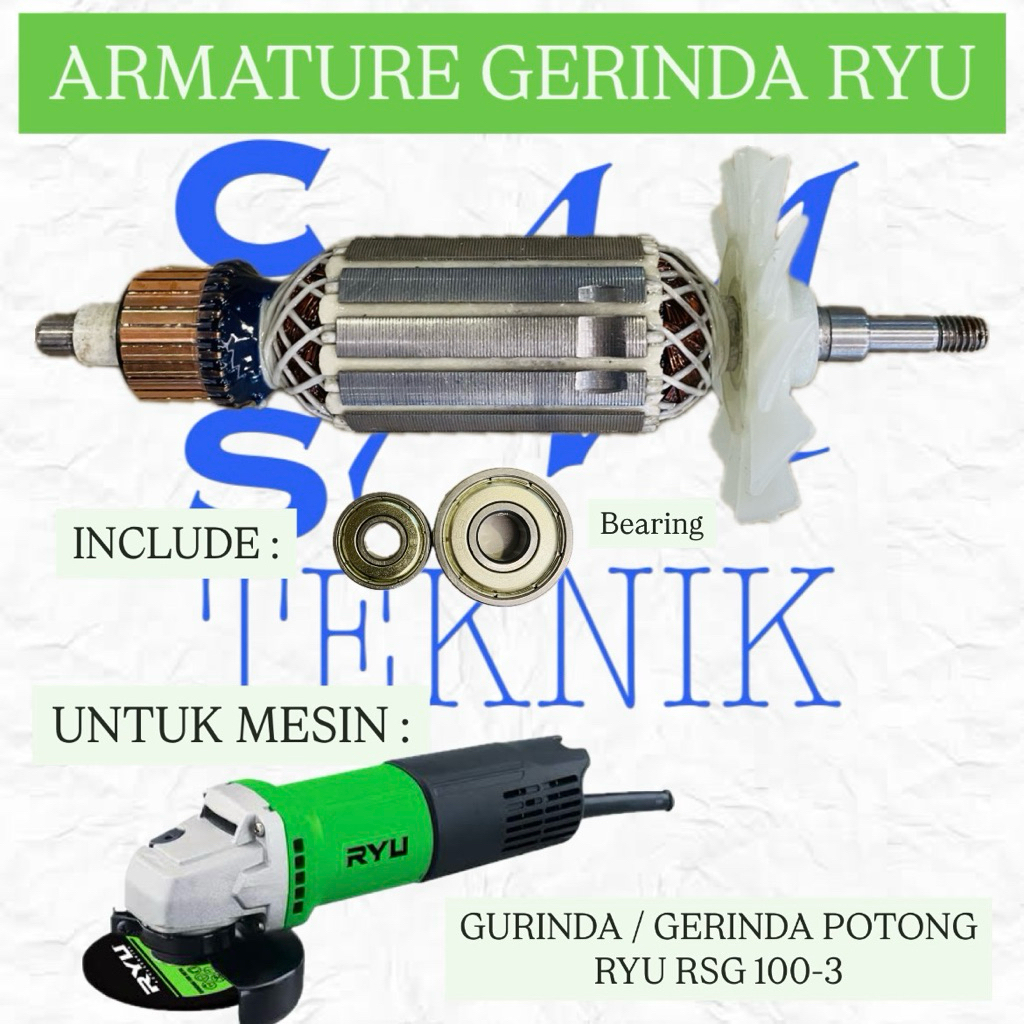 ARMATURE ANGKER MESIN GERINDA POTONG RYU RSG100-3 ANGKER GURINDA RYU RSG100-3