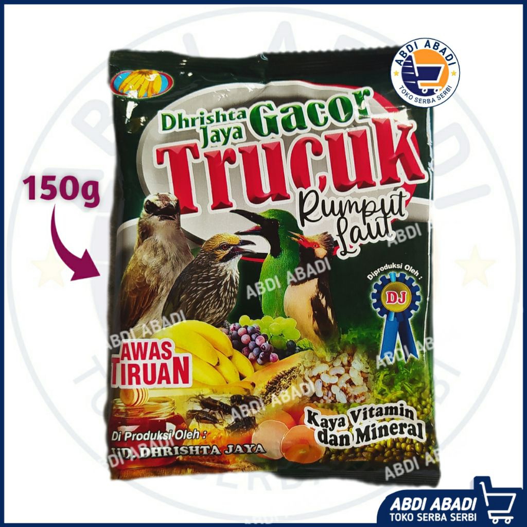 Trucuk Gacor Rumput Laut 150 Gram Voer Makanan Burung Kicau Jalak Kutilang Pakan Burung Cucak Ijo