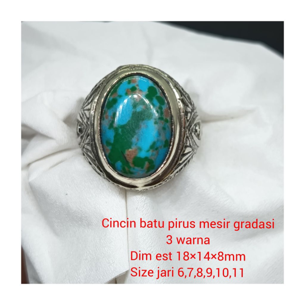 CINCIN BATU PIRUS MESIR BIRU GRADASI 3 WARNA