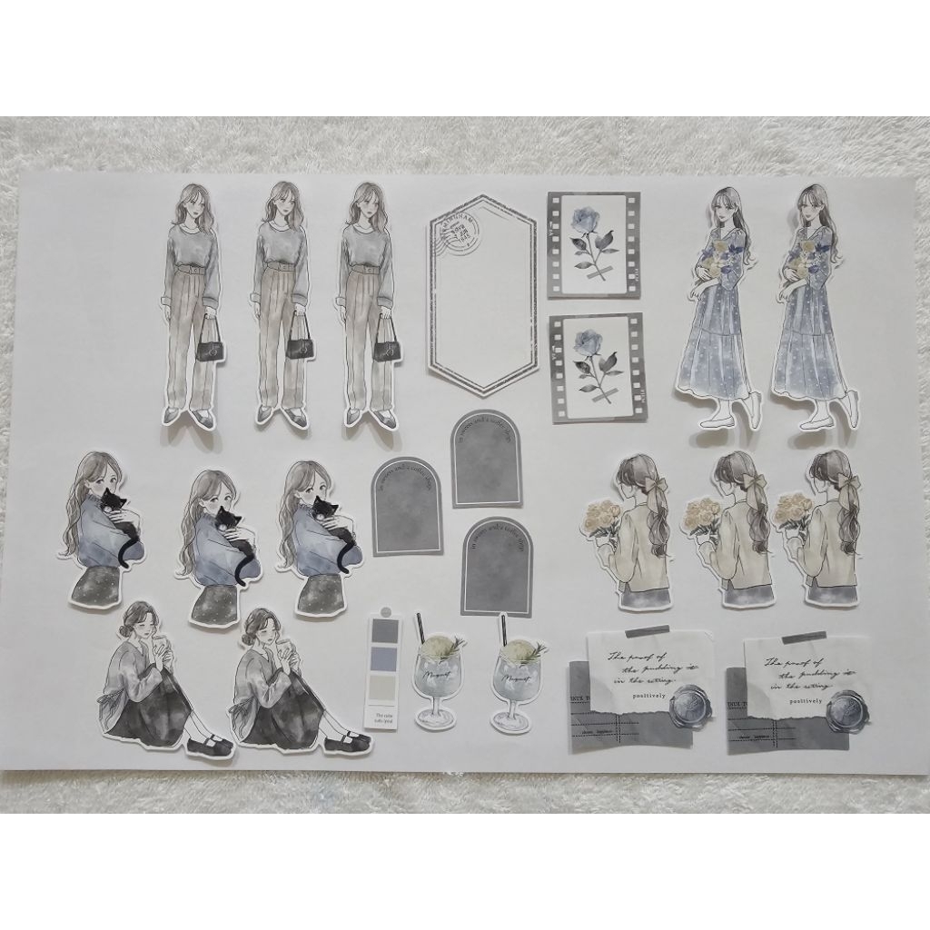 

(Baca Deskripsi) Choume Sticker Flakes Elegant Girl in Grey Theme