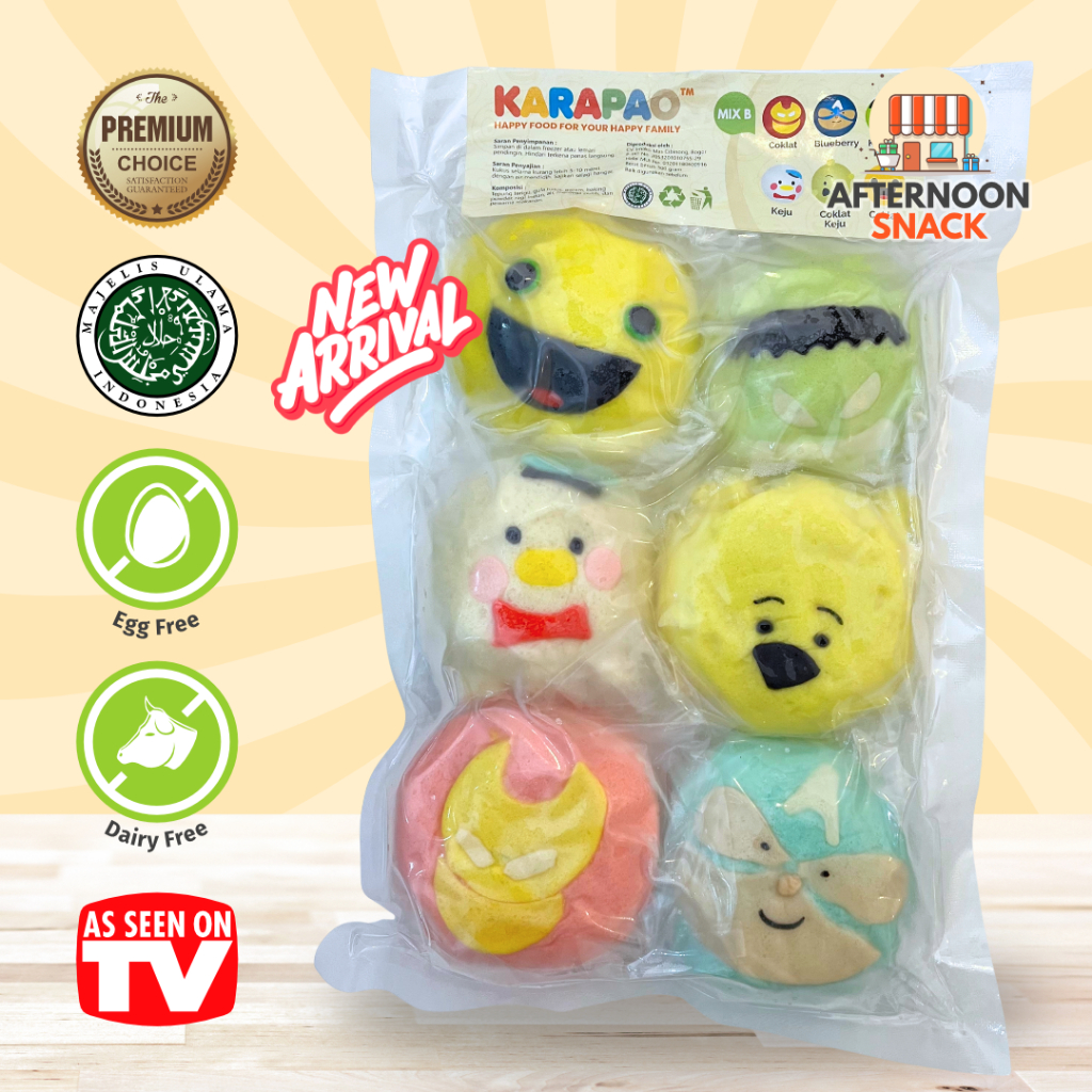 

KARAPAO Paket Mix B Bakpao Karakter Frozen Manis Cemilan Jajanan Hits Kekinian Isi 6 pcs