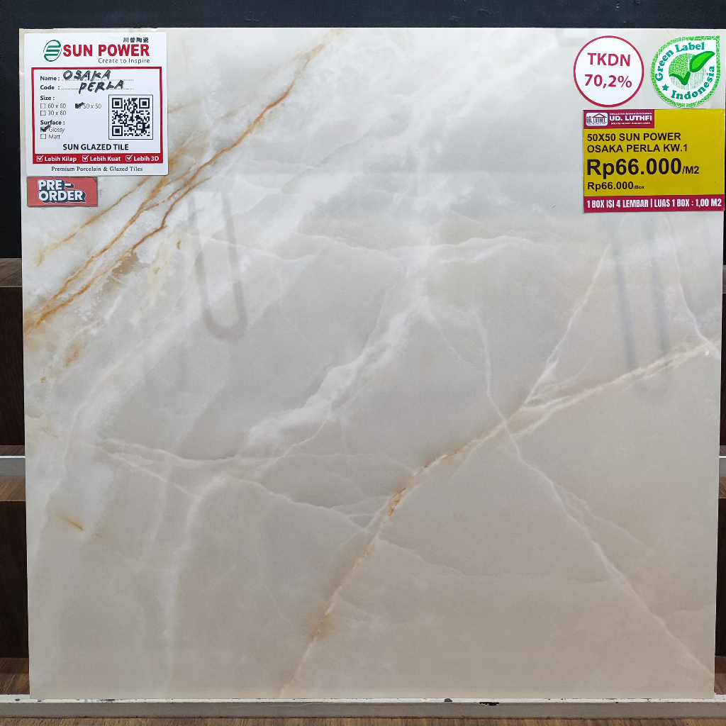 Keramik Lantai Halus 50x50 Sun Power Sun Glazed Osaka Perla - Keramik Nat Cutting Jepara