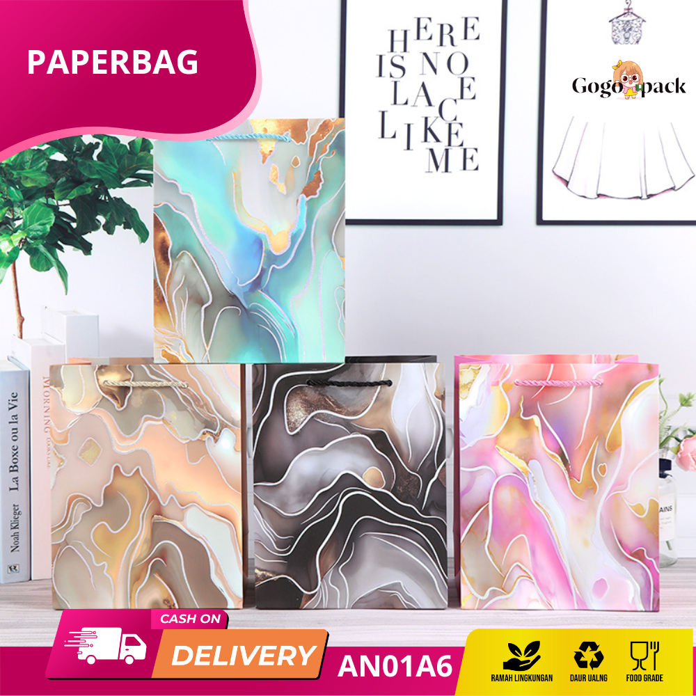 

Paper Bag Tote Bag / Gift Box Tote Bag / High end Gift Paper Bag Paperbag Box Set Motif, Souvenir, Tas kue, Hampers, Makanan, Gift Packaging Kemasan AN01A6-AN03A6