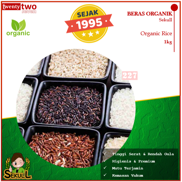 

(OFFICIAL STORE) SEKULL Beras Organik Sehat Merah Hitam Coklat Mentik Mix Pemium Higienis Berkualitas Enak Bermutu Tinggi 1 kg