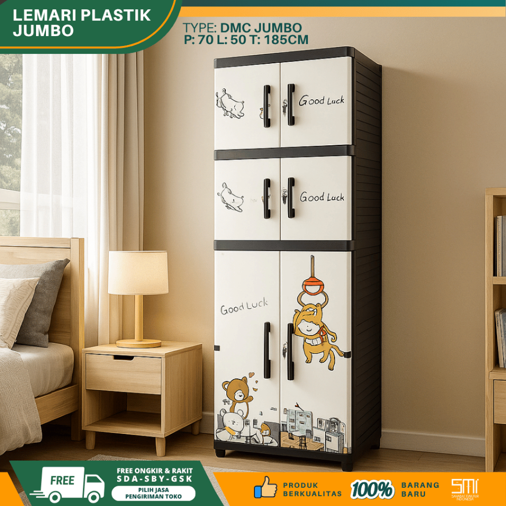Lemari Plastik Gantung Mr Plast Miami Orlando DMC Jumbo / Almari Anak Plastik / Lemari Baju Plastik