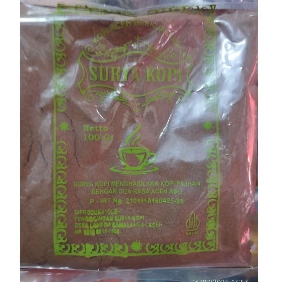 

Bubuk Kopi Halus Cap Surya Kopi 100Gram