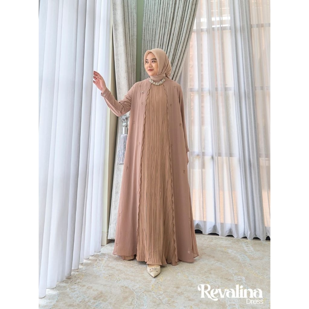REVALINA DRESS / GAMIS PESTA WANITA / DRESS MEWAH ORI BY MAREVI (HANYA SIZE STANDAR)