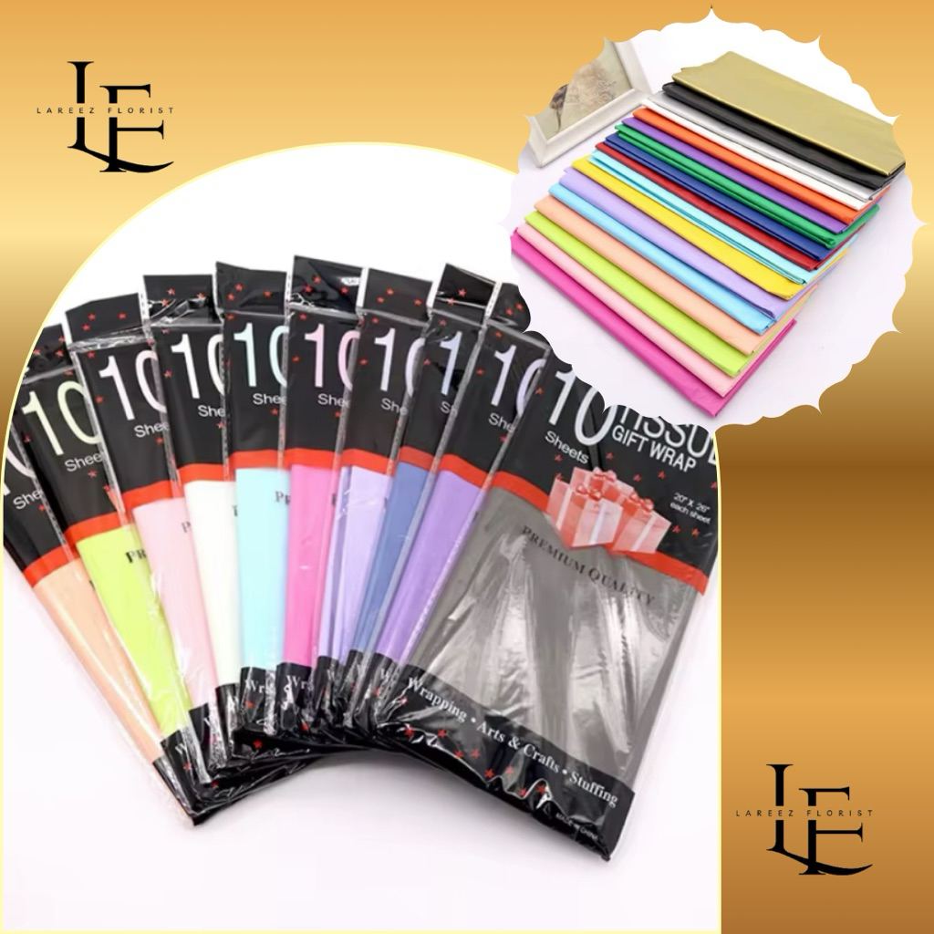 

[1 PACK/ 10 LEMBAR] Kertas Tissue Bunga Polos Premium Quality Wrapping Paper Flower Tisu Minyak