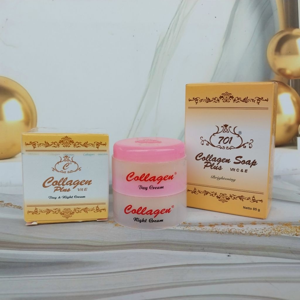 PAKET CREAM COLLAGEN SIANG MALAM & SABUN COLLAGEN 701 ORIGINAL BPOM