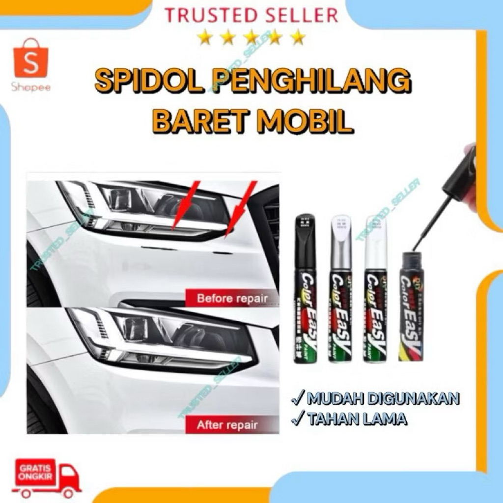 

SPIDOL PENGHILANG BARET LECET PADA BODY MOBIL PERMANENT COLOR EASY SPIDOL AJAIB