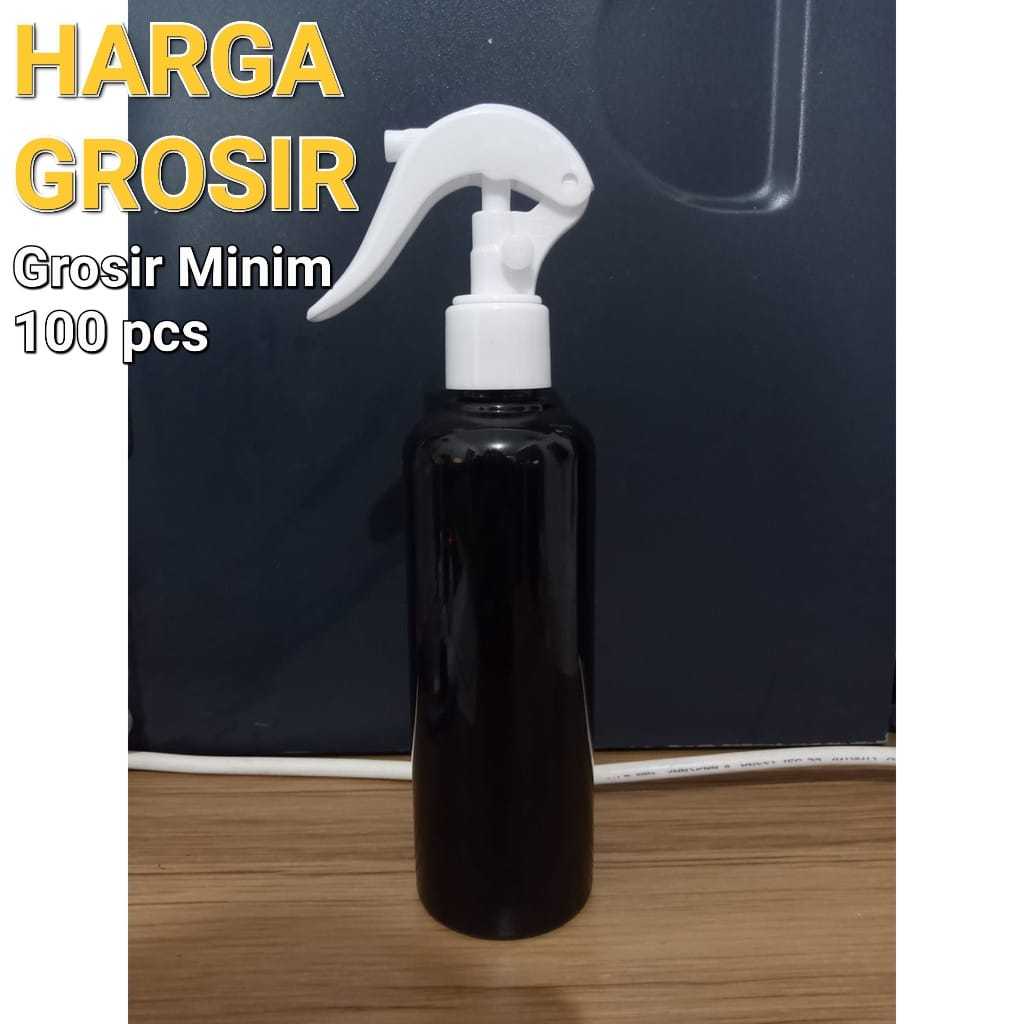 Botol Plastik PET 250ml BR Hitam Tutup Spray Trigger Bebek Semprot - GROSIR 100 PCS
