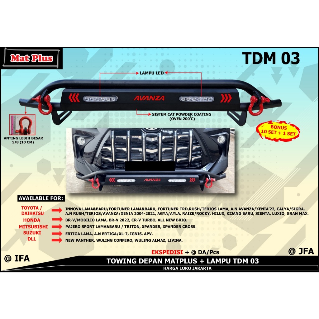 Front Bumper Guard Bamper Depan Towing  Cobra Full Besi Kuat Super Kuat Lampu Innova Fortuner Rush T