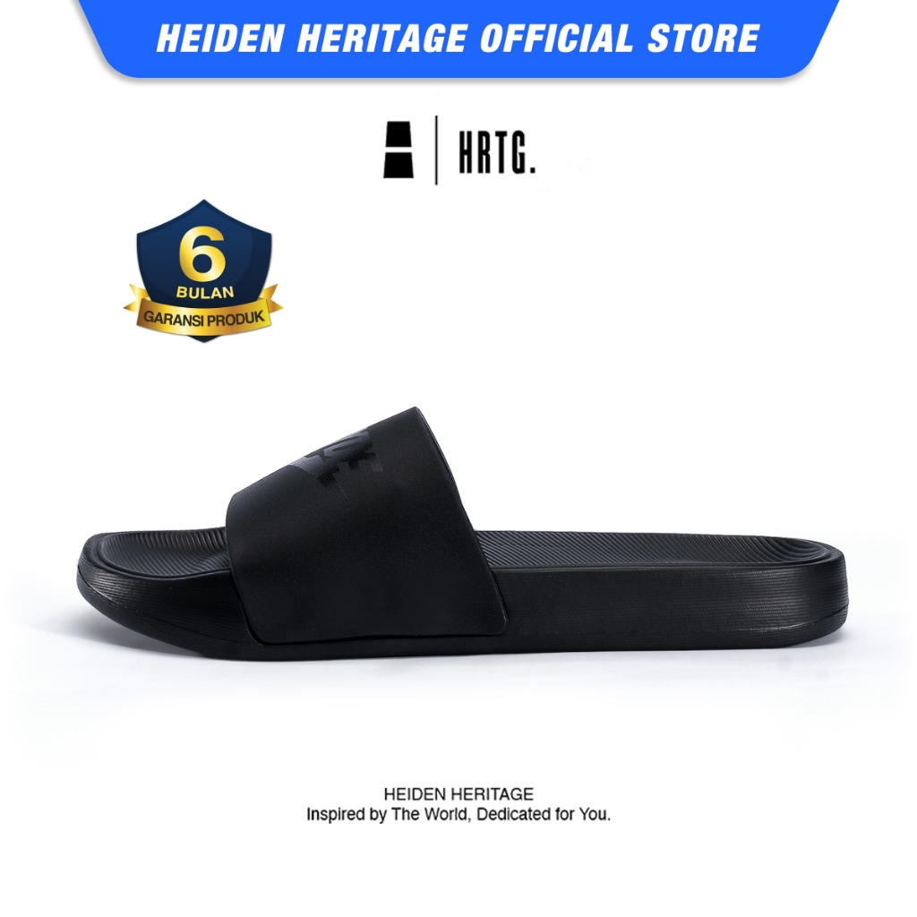 HEIDEN HERITAGE [HRTG] - HRTG AERO SLIDES - FULL BLACK Sandal Slides Pria Dewasa Lebaran