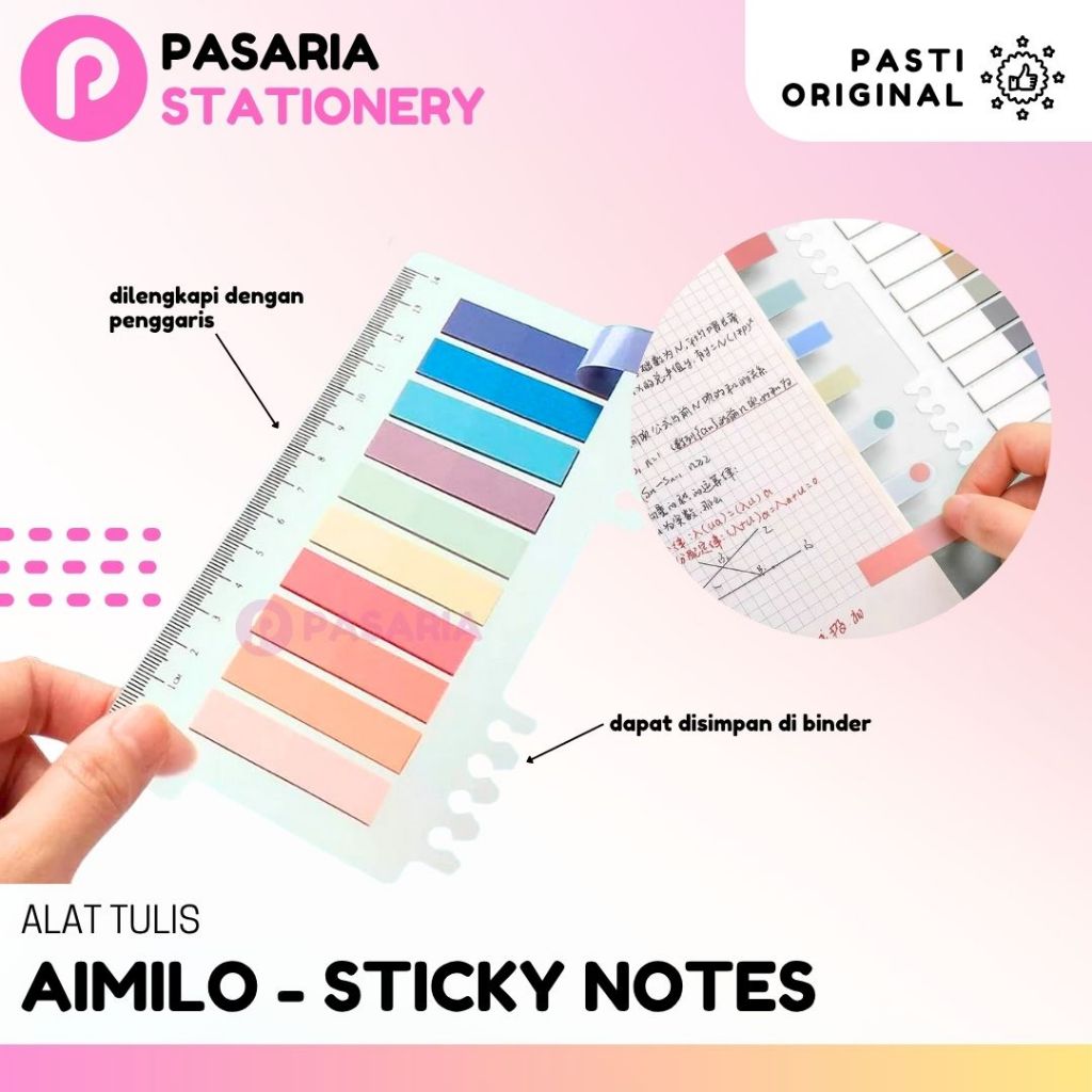 

Aimilo Sticky Notes Page Markers 10 Warna 200 Lembar Penanda Kertas/Buku/Halaman