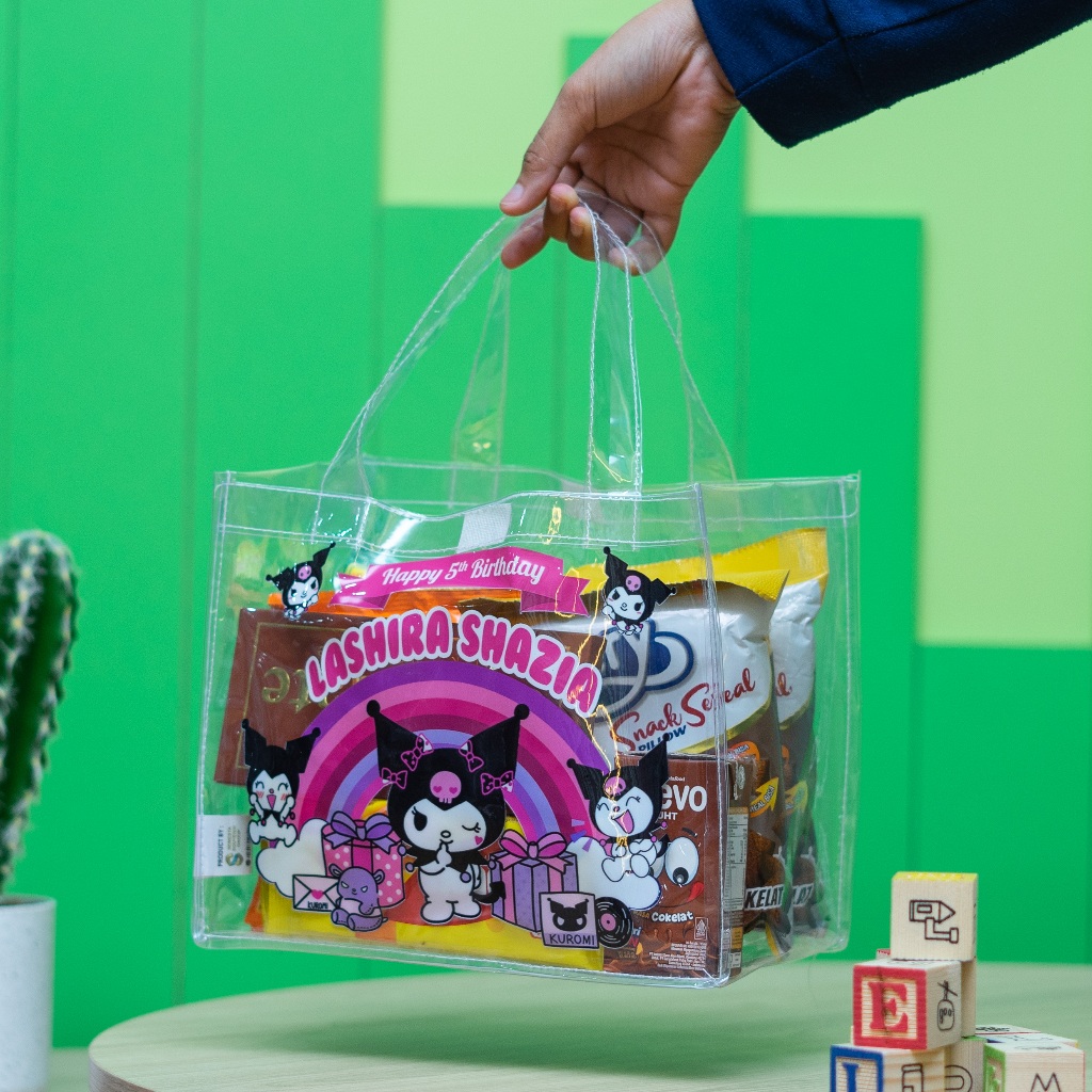 

Custom Tas Mika Transparan Landscape Tas Ulang Tahun Souvenir Hampers Ultah Goody bag