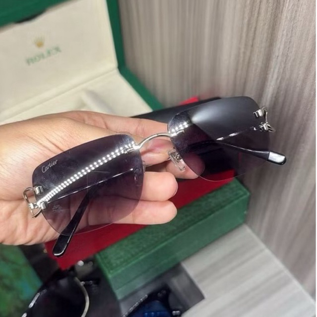 kacamata c de cartier piccadilly sunglasses glasses pria wanita mewah silver gold titanium gradient 