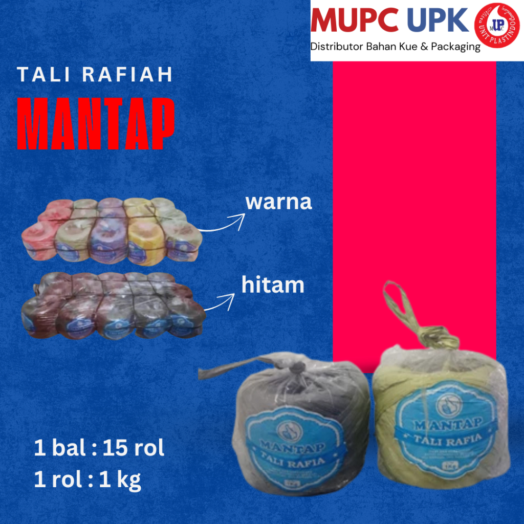 

TALI RAFIAH MANTAP / TALI RAFIAH HITAM / TALI RAFIAH WARNA / TALI RAFIAH 1KG