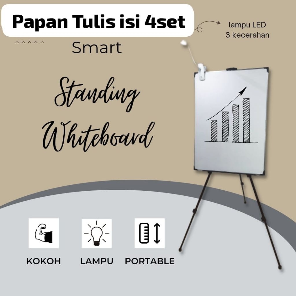 

Paket smart standing whiteboard with led lamp portable 4 set
