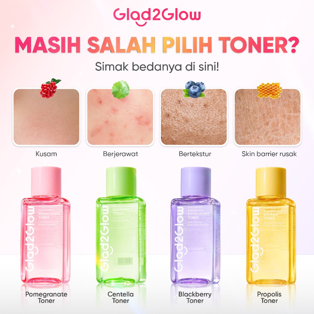 [100% ORI]Glad2Glow Toner Complete Series -Brightening Toner/Soothing Toner/Barrier toner/Exfoliatin