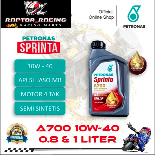 Oli Petronas Sprinta A700 10W-40 0.8L & 1L Motor Matic Yamaha Nmax Aerox Mio Fino