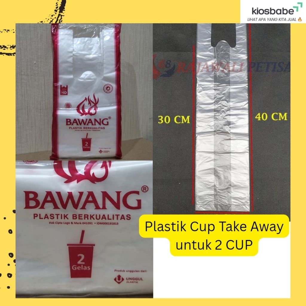 Kantong Plastik Twin Cup Take Away Bening Muat 2 Gelas Coffee Shop Minuman