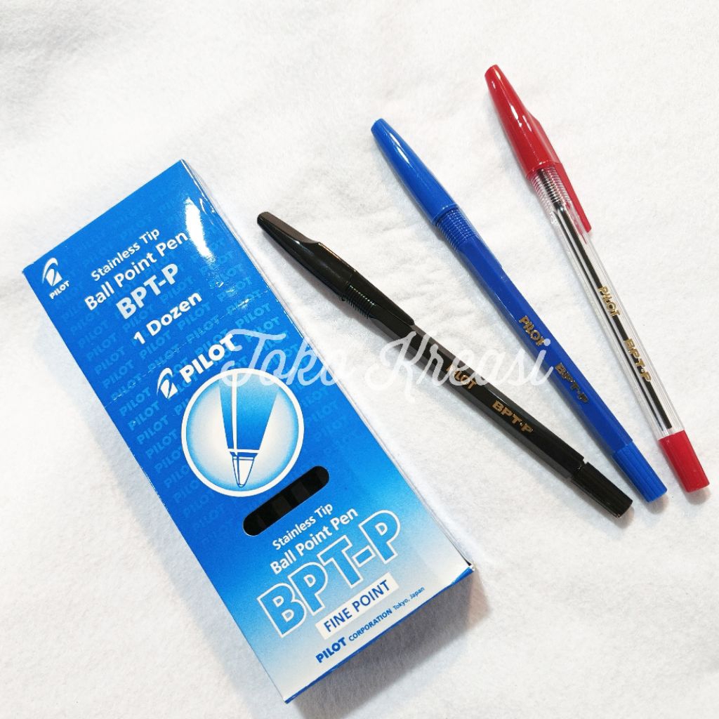 

‎(Per pcs) Pulpen Ball Point Pen Pilot BTP-P Stainless Tip Hitam / Biru / Merah‎‎
