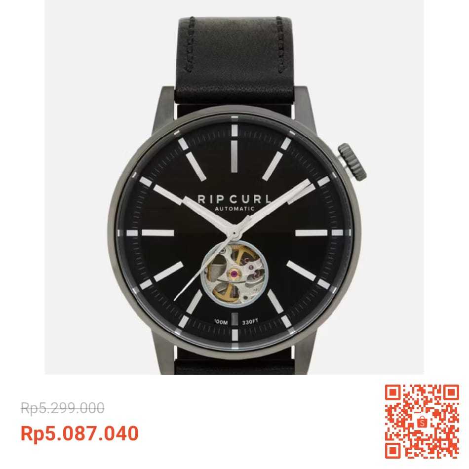 RIPCURL jam tangan analog DRAKE Automatic leather gun metal NEW ORIGINAL 100%