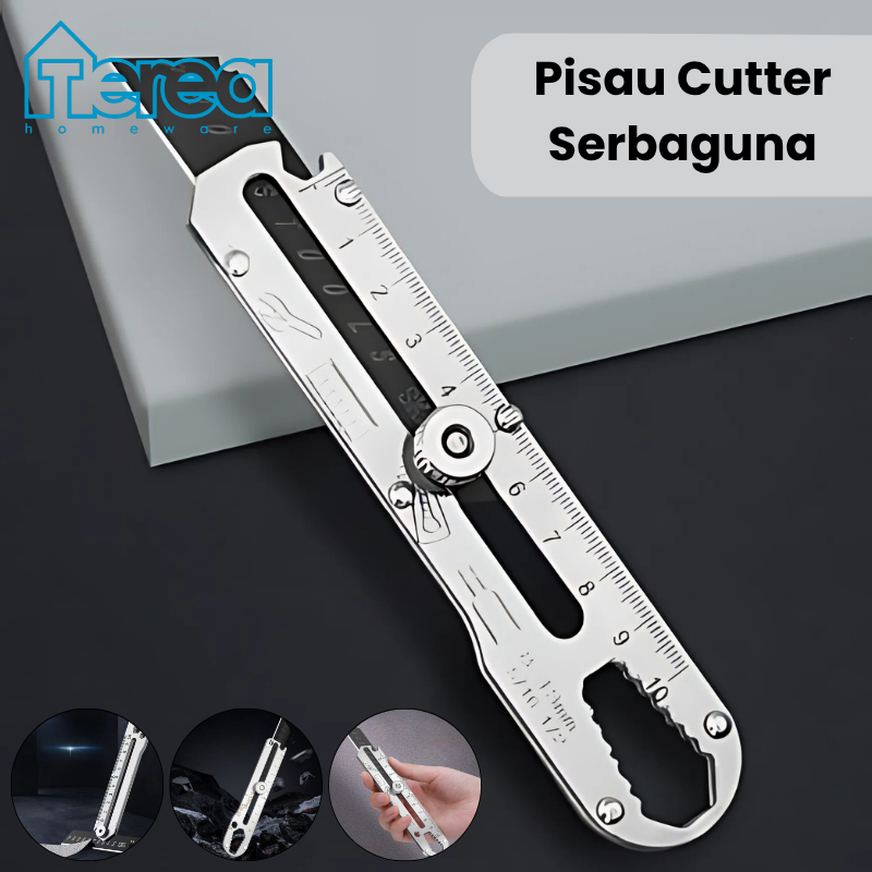 

TEREA Pisau Cutter Stainless Besi 9in1 Cutter Stainless Pemotong Kertas Tajam Anti Karat Fungsional