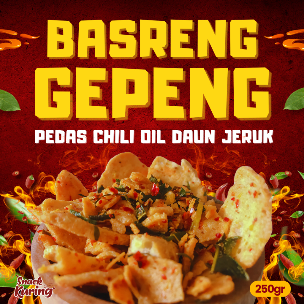 

Basreng Gepeng Pedas Chili Oil Gurih Daun Jeruk 250Gram
