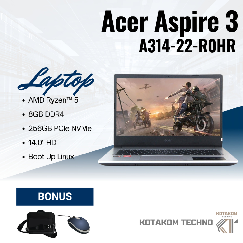 LAPTOP Acer Aspire 3 A314-22-R0HR / AMD Ryzen 5 3500U / RAM 8GB / SSD 256GB NVMe
