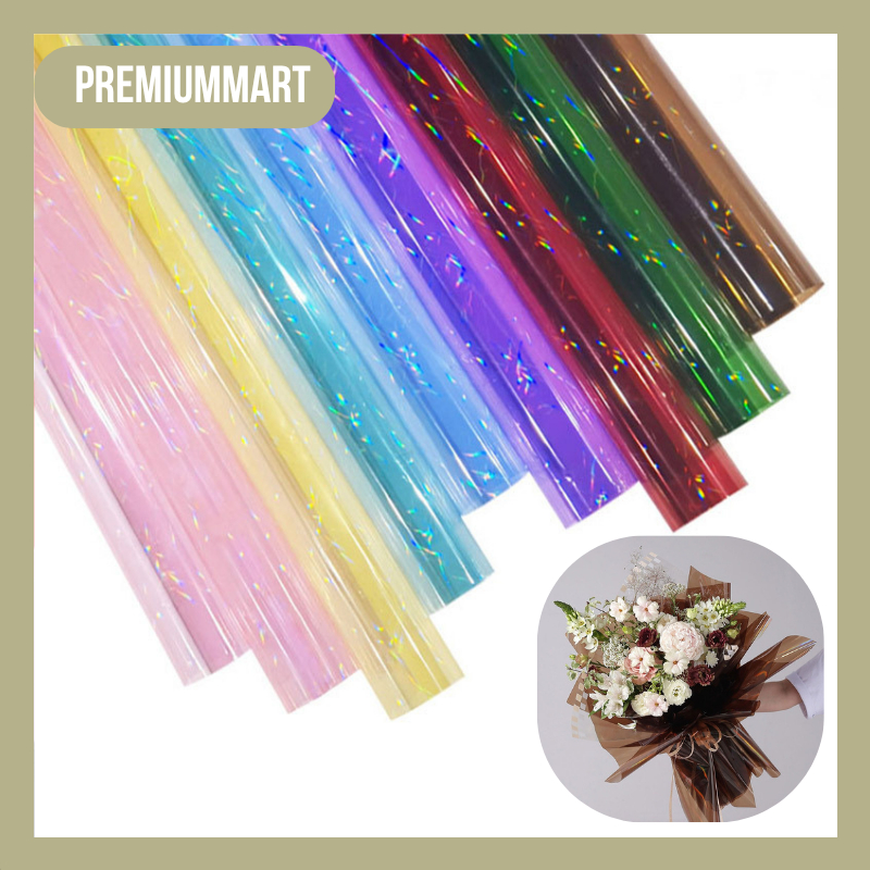 

15 LEMBAR FLOWER WRAPPING PAPER CELLOPHANE KILAT HOLOGRAM TRASPARAN FLORIST KB026