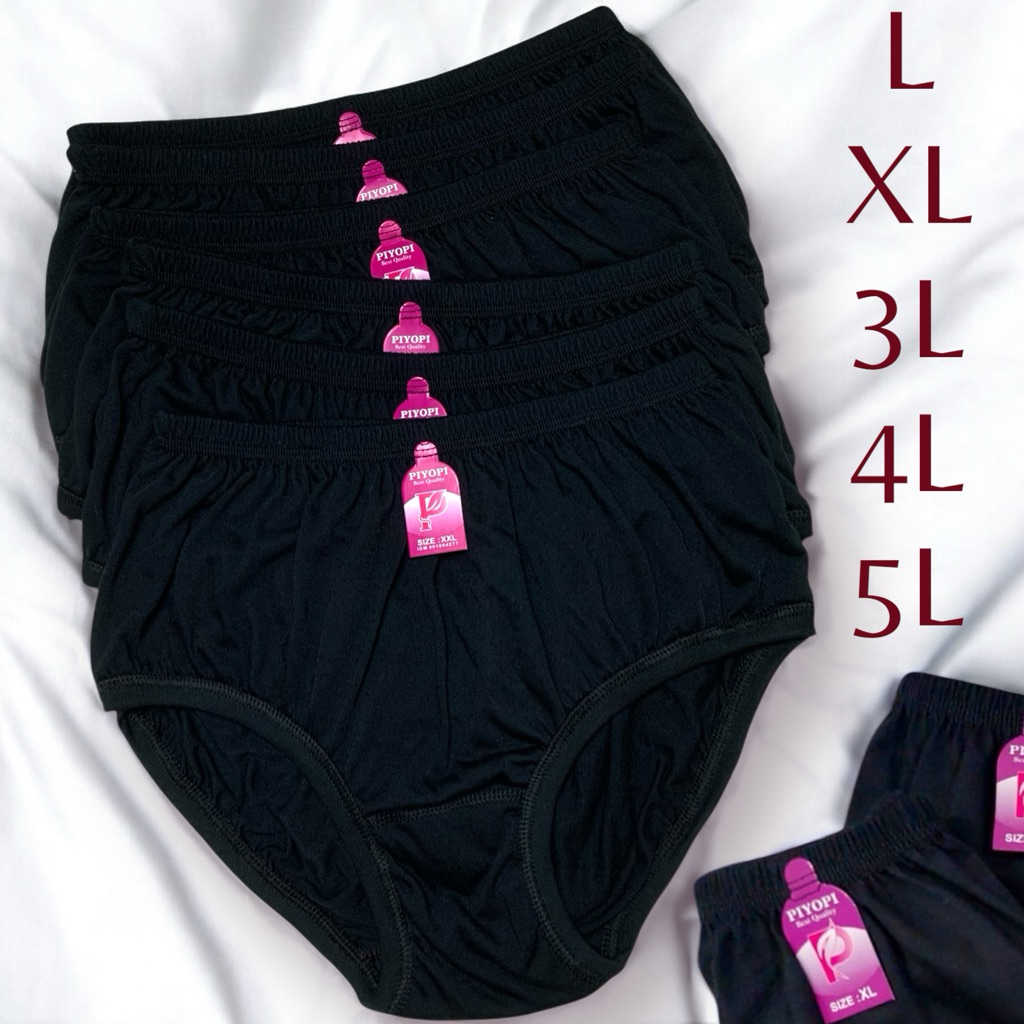6 Pcs & 12 Pcs Celana Dalam Hitam Wanita Jumbo 5L 4L 3L XL L CD Wanita Big Size Ibu Hamil Elastis CD