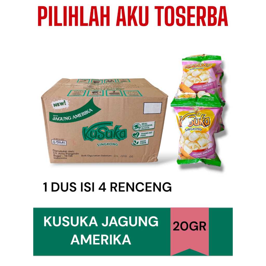 

KUSUKA Keripik Singkong JAGUNG AMERIKA RENCENG - ( HARGA 1 DUS )