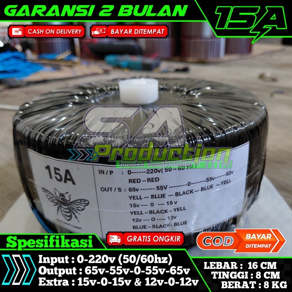 Trafo donat toroid  Murni 15A ct 65v 55v