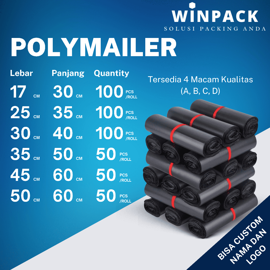 Plastik Polymailer / Plastik Polymailer Custom Sablon Logo Isi 100Pcs  Plastik Packaging Baju Olshop