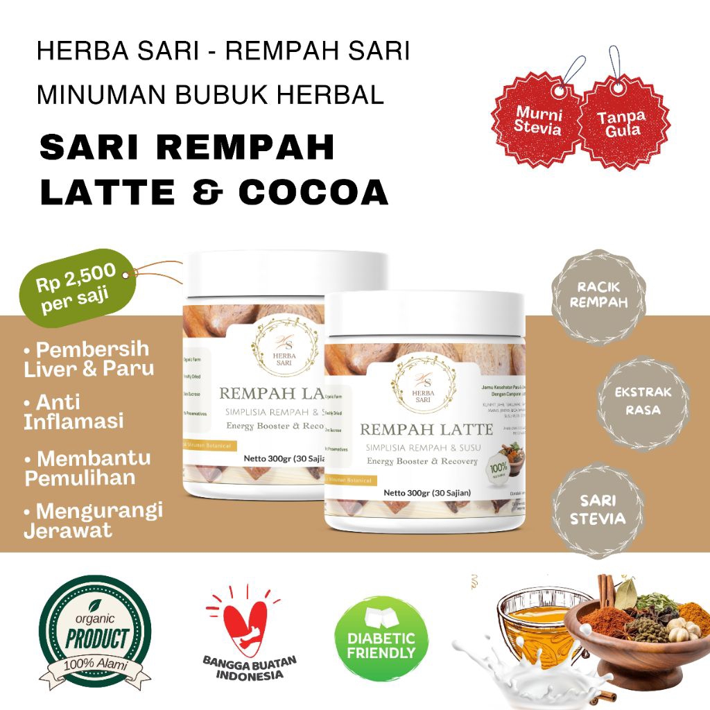 

Herbasari Rempah Latte Minuman Herbal Racik Rempah Latte & Kokoa - Racikan Pembersih Paru