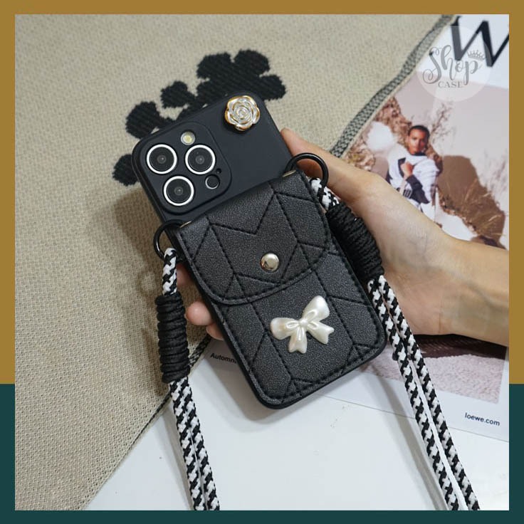 Case Dompet Elegant | BoniBag Case Tali Panjang Motif Pita Lucu for All Type hp Oppo Vivo Infinix Xi