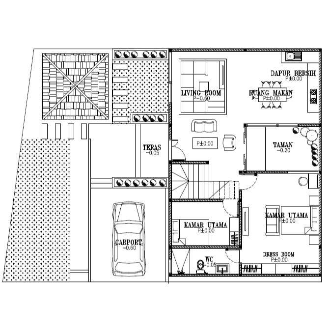 Denah Rumah Ukuran 8x12 Meter lantai 2 + Desain 3D, (Bonus 3D BedRoom)