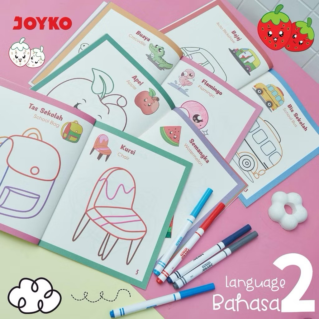 

[Whispers] Buku Mewarnai Coloring Book CLBK-3503 Motif Animal Things Fruits Transport JOYKO