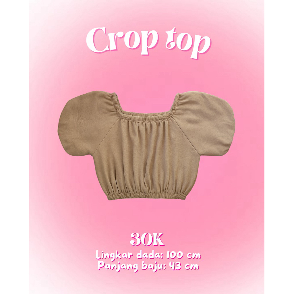 Crop Top Lengan Balon Coklat | Khusus Batam