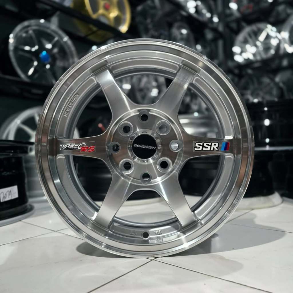 Velg SSR Type C Brand New Ring 14 Pcd 4x100 4x114.3 Lebar 5.5 Et 35 Warna Silver Polish Kondisi Baru